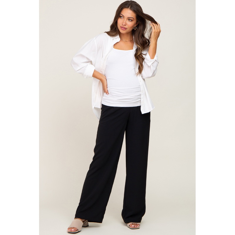 Black Maternity Straight Leg Trousers