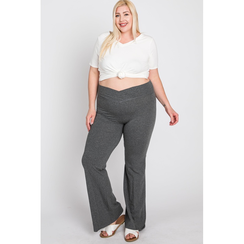 Charcoal Layered V-Front Plus Leggings