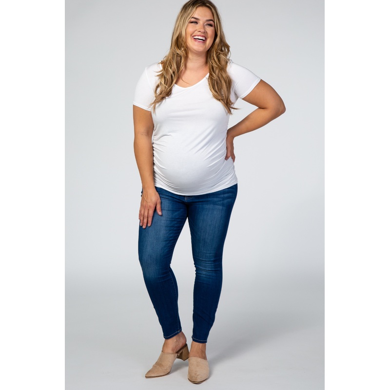 Navy Blue Solid Hued Plus Maternity Jeans