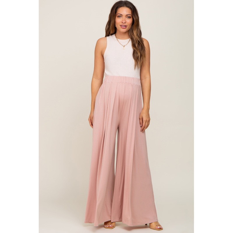 Pink Flowy Maternity Pants
