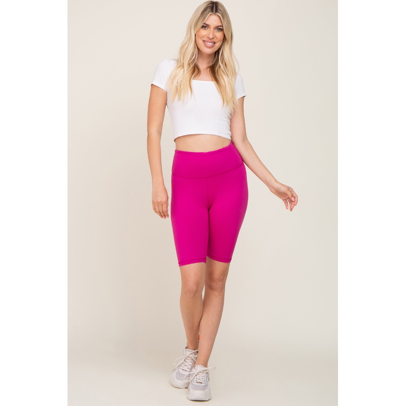 Fuchsia High Waist Bike Shorts