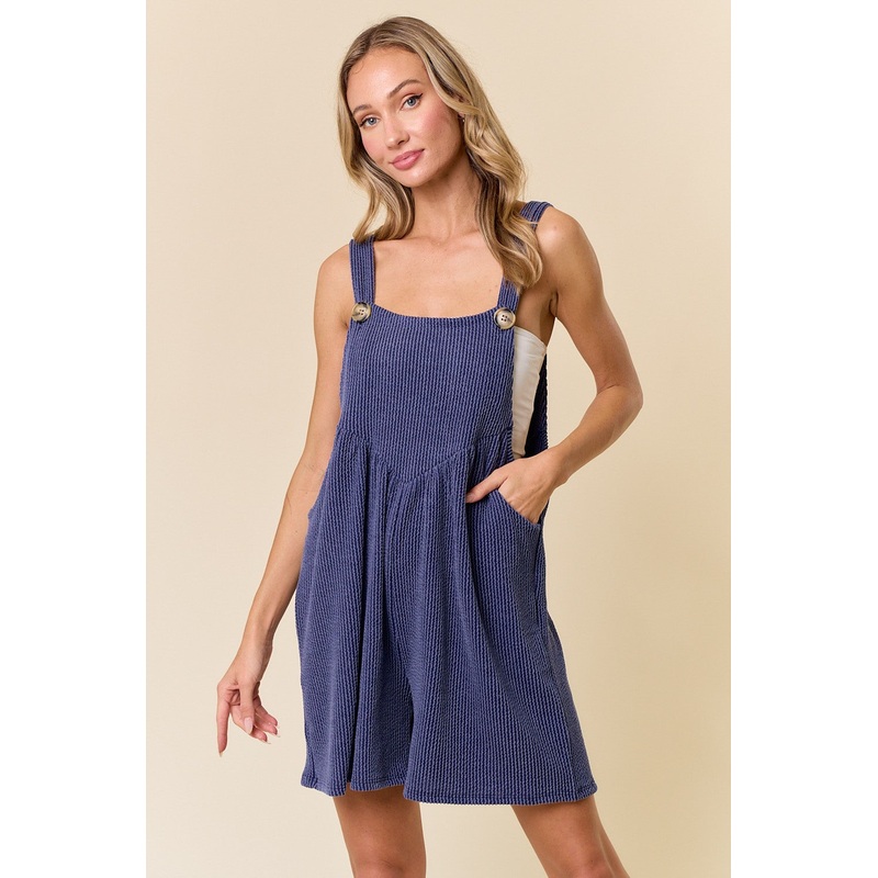 Navy Blue Ribbed Romper