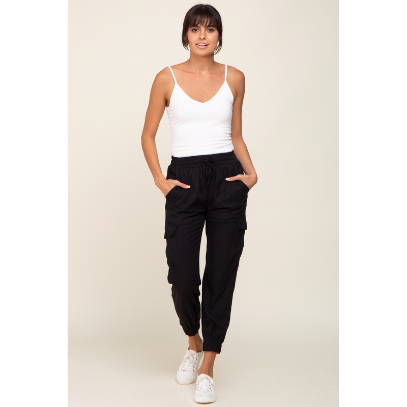 Black Drawstring Cargo Pants