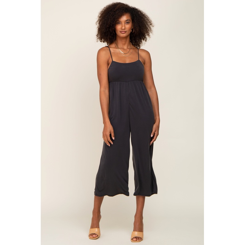 Black Sleeveless Cropped Jumpsuit