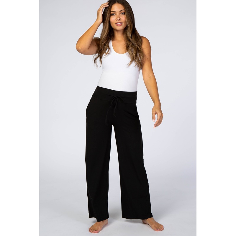 Black Drawsting Maternity Lounge Pants