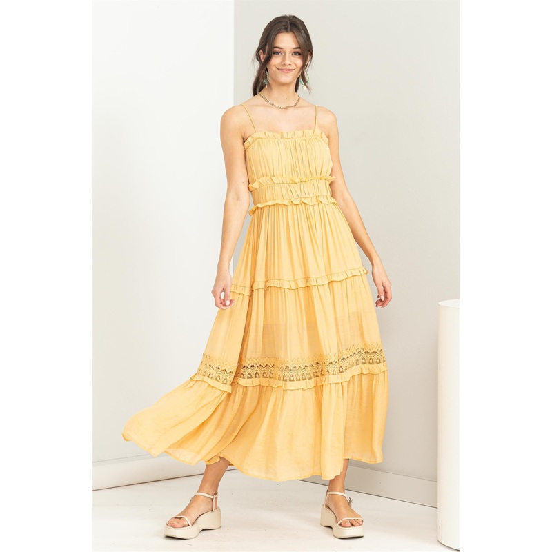 Yellow Ruffle Tiered Maxi Dress